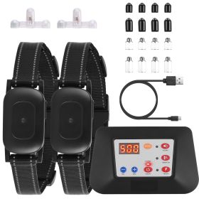 990Ft Radius Dog Training Collar Wireless Fence Ipx6 Waterproof Pet Beep Vibration Electric Shock Fence System 3 Channels Rechargeable Transmitter Rec (Packagecontents: 1 x Remote Transmitter  
 2 x Collar Receivers with Belt
 1 x Micro USB Charging Cable (Without Adapter)
 2 x Test Bulbs
 4 x Long Conductive Silicone Caps  
 4x Short Conductive Silicone Caps (Already Attached To Receiver)
 4x Long Contact Points 
 4x Sh)
